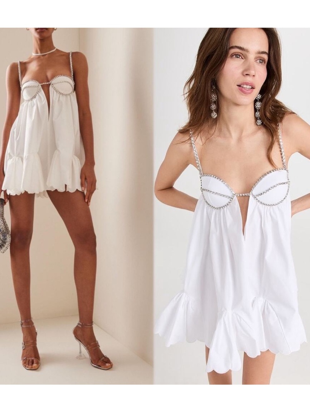 Area Scallop White Mini Dress